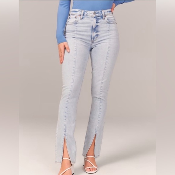 Abercrombie & Fitch Denim - Abercrombie & Fitch Blue Curve Love Jeans with Split Hem